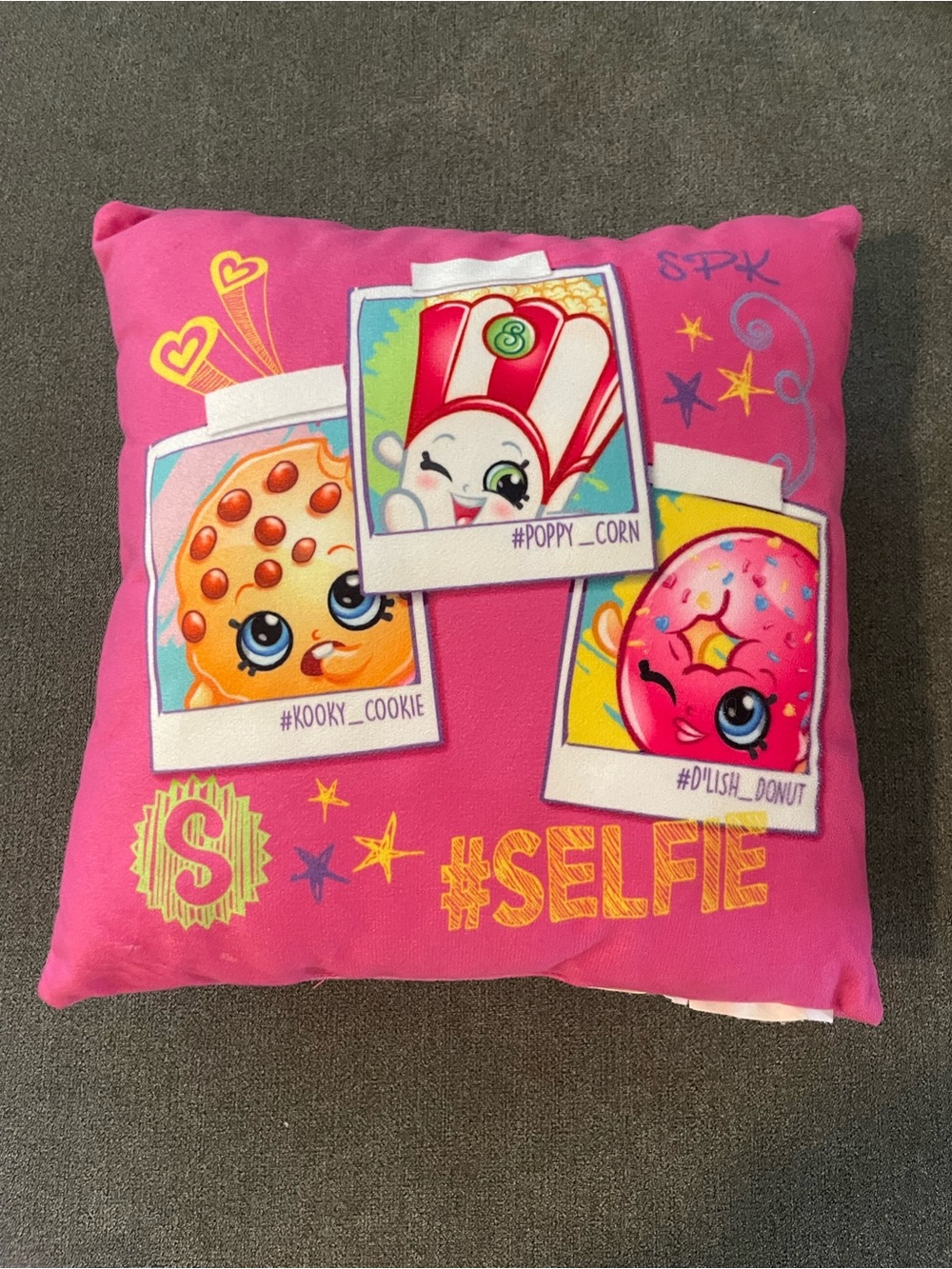Shopkins Pink Graphic #SELFIE Character Pillow